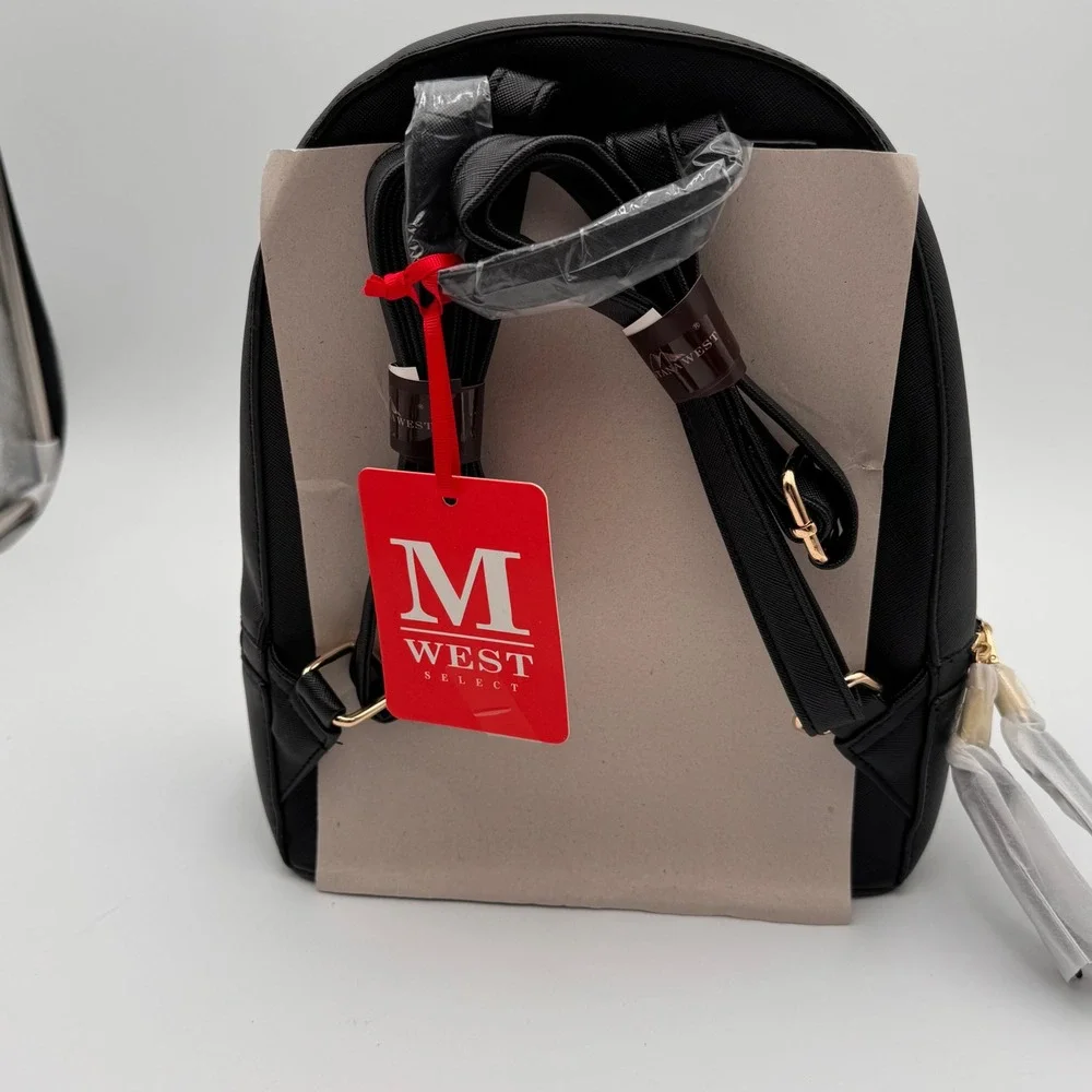 Montana West Black Fashion Backpack MWC2-061BK Saffiano Gold Hardware NWT‎